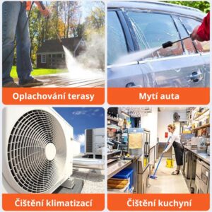 Vysokotlaký ruční akumulátorový čistič s dvěma bateriemi, vhodný pro mytí teras, aut, klimatizací a úklid kuchyní - univerzální pomocník pro domácnost a zahradu.