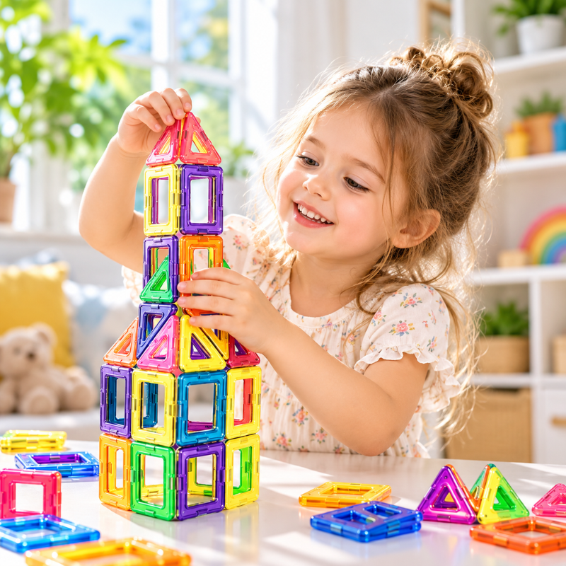 Magnetická 3D stavebnice 50 dílků – barevné stavění bez hranic