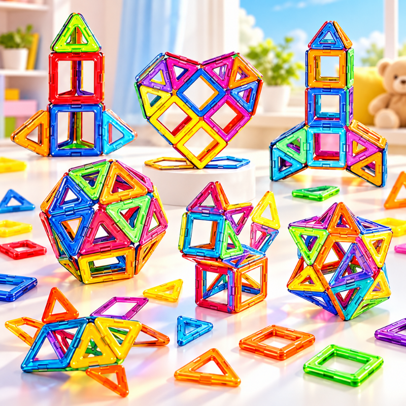 Magnetická 3D stavebnice 50 dílků – barevné stavění bez hranic