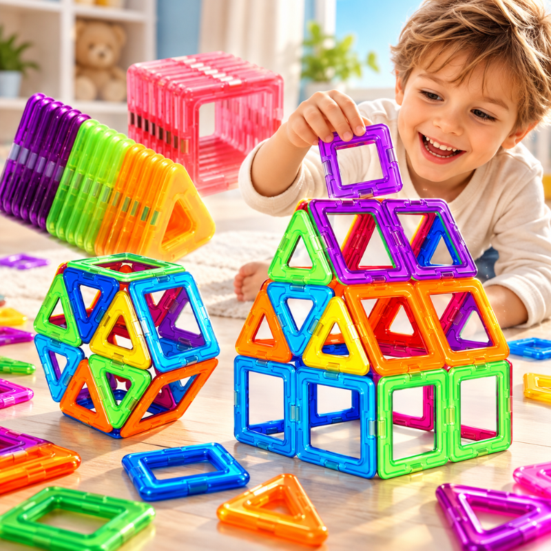 Magnetická 3D stavebnice 50 dílků – barevné stavění bez hranic