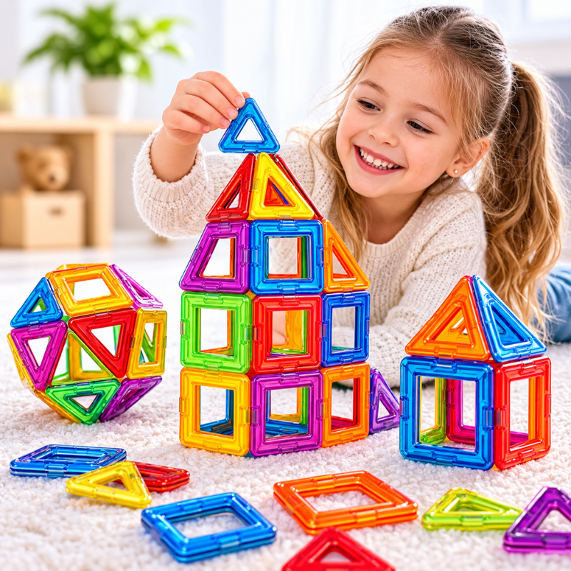 Magnetická 3D stavebnice 50 dílků – barevné stavění bez hranic