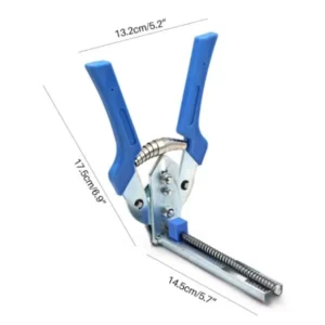 Modro-strieborné ručné svorky s kovovým mechanizmom a rozmermi 13,26 x 17,5 cm, určené na upevňovanie a sťiskovanie materiálov.