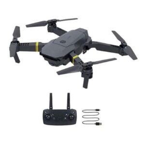 Kompaktný mini dron v tmavosivej farbe so sklopiteľnými ramenami a priloženým diaľkovým ovládačom, určený na snímanie fotografií a videí z vtáčej perspektívy pomocou vstavanej HD kamery.