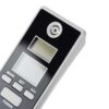 Digitální dálkový ovladač s LCD displejem a tlačítky pro nastavení módu, hodnot a napájení, v černo-šedém designu.